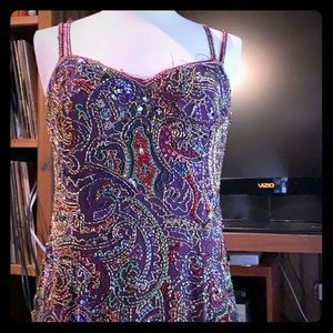 Vintage beaded silk dress!